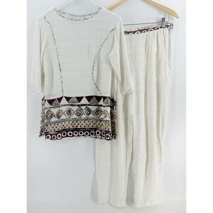 VTG Platinum Dorothy Schoelen Sz 10 Set Gauzy Tribal Loungewear Germany R1040